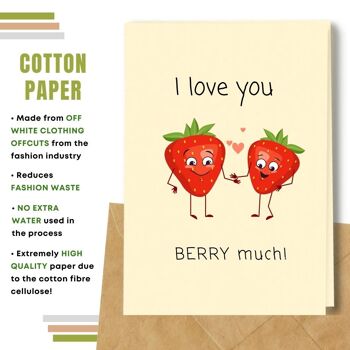 Fait à la main respectueux de l'environnement | Graines plantables ou papier de matière organique Cartes d'amour Love you Berry Much Single Card 3