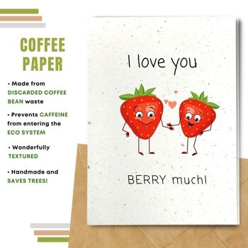 Fait à la main respectueux de l'environnement | Graines plantables ou papier de matière organique Cartes d'amour Love you Berry Much Single Card 4
