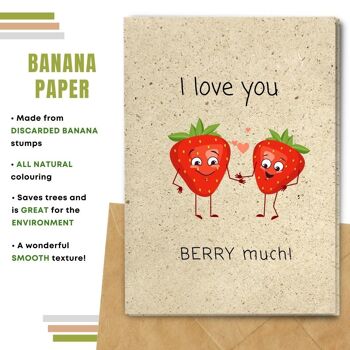 Fait à la main respectueux de l'environnement | Graines plantables ou papier de matière organique Cartes d'amour Love you Berry Much Single Card 5