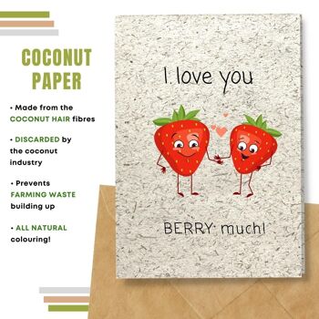 Fait à la main respectueux de l'environnement | Graines plantables ou papier de matière organique Cartes d'amour Love you Berry Much Single Card 9