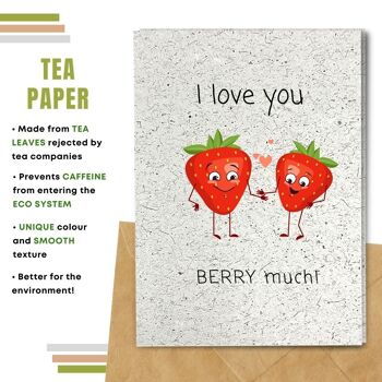 Fait à la main respectueux de l'environnement | Graines plantables ou papier de matière organique Cartes d'amour Love you Berry Much Single Card 11