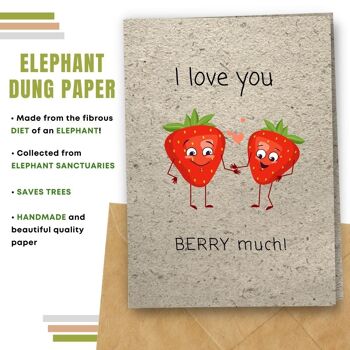 Fait à la main respectueux de l'environnement | Lot de 5 cartes d'amour en papier pour graines à planter ou matières organiques Love you Berry Much 8