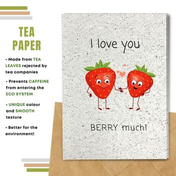 Fait à la main respectueux de l'environnement | Lot de 5 cartes d'amour en papier pour graines à planter ou matières organiques Love you Berry Much 9