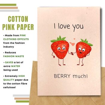 Fait à la main respectueux de l'environnement | Lot de 5 cartes d'amour en papier pour graines à planter ou matières organiques Love you Berry Much 10
