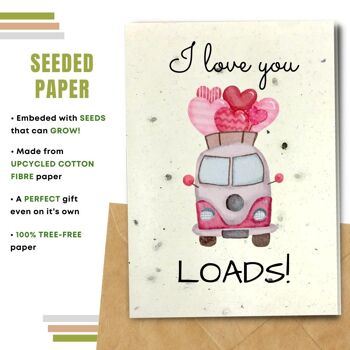 Fait à la main respectueux de l'environnement | Graines plantables ou papier de matière organique Cartes d'amour Love you Loads Single Card 2