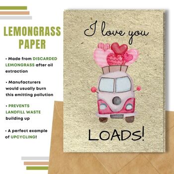 Fait à la main respectueux de l'environnement | Graines plantables ou papier de matière organique Cartes d'amour Love you Loads Single Card 4