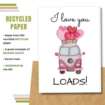 Fait à la main respectueux de l'environnement | Graines plantables ou papier de matière organique Cartes d'amour Love you Loads Single Card 6