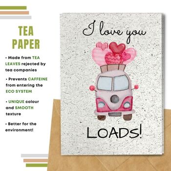 Fait à la main respectueux de l'environnement | Graines plantables ou papier de matière organique Cartes d'amour Love you Loads Single Card 10