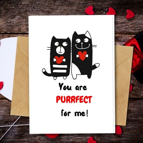 Handmade Eco Friendly | Plantable Seed or Organic Material Paper Love Cards Purrfect for Me Single Card