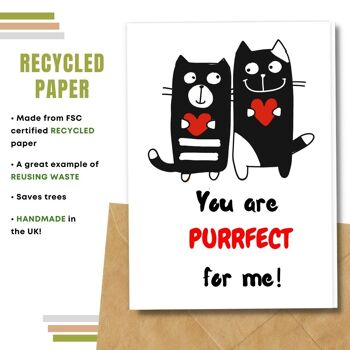 Fait à la main respectueux de l'environnement | Graines plantables ou papier de matière organique Love Cards Purrfect for Me Single Card 3