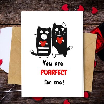 Handmade Eco Friendly | Plantable Seed or Organic Material Paper Love Cards Purrfect for Me Pack of 5