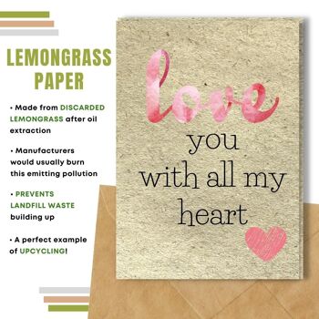 Fait à la main respectueux de l'environnement | Cartes d'amour en papier de graines ou de matières organiques à planter Carte simple d'amour rose 3