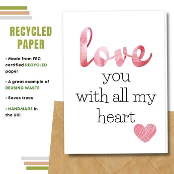 Fait à la main respectueux de l'environnement | Cartes d'amour en papier de graines ou de matières organiques à planter Carte simple d'amour rose 5