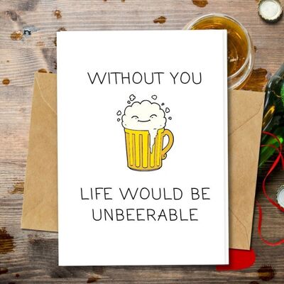 Handmade Eco Friendly | Plantable Seed or Organic Material Paper Love Cards Unbeerable Life Single Card