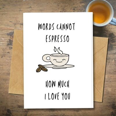 Handmade Eco Friendly | Plantable Seed or Organic Material Paper Love Cards Words Cannot Espresso My Love Single Card