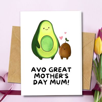 Handmade Eco Friendly | Plantable Seed or Organic Material Paper Mother's Day Cards Avo Great Mum Single Card