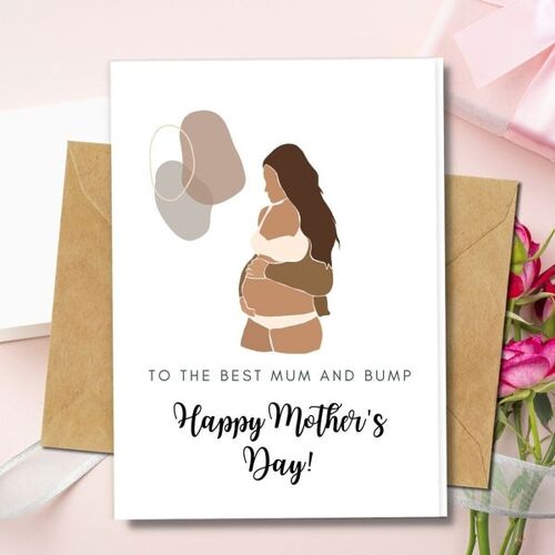 Handmade Eco Friendly | Plantable Seed or Organic Material Paper Mother's Day Cards Best Mum and Bump Single Card