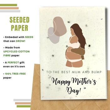 Fait à la main respectueux de l'environnement | Lot de 8 cartes de fête des mères en papier pour graines ou matières organiques à planter Best Mum and Bump 2