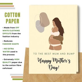 Fait à la main respectueux de l'environnement | Lot de 8 cartes de fête des mères en papier pour graines ou matières organiques à planter Best Mum and Bump 3