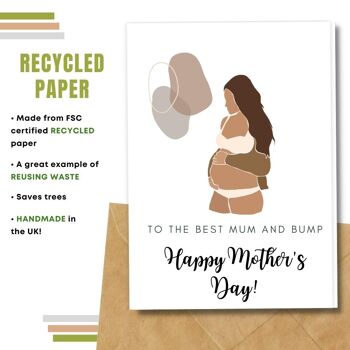 Fait à la main respectueux de l'environnement | Lot de 8 cartes de fête des mères en papier pour graines ou matières organiques à planter Best Mum and Bump 4