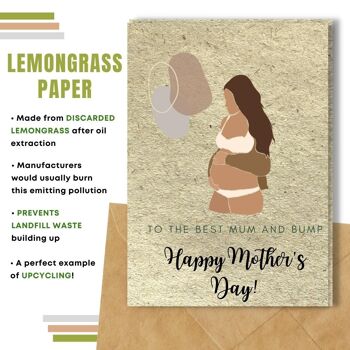 Fait à la main respectueux de l'environnement | Lot de 8 cartes de fête des mères en papier pour graines ou matières organiques à planter Best Mum and Bump 5