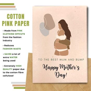 Fait à la main respectueux de l'environnement | Lot de 8 cartes de fête des mères en papier pour graines ou matières organiques à planter Best Mum and Bump 7