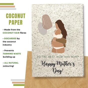 Fait à la main respectueux de l'environnement | Lot de 8 cartes de fête des mères en papier pour graines ou matières organiques à planter Best Mum and Bump 10