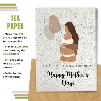 Fait à la main respectueux de l'environnement | Lot de 8 cartes de fête des mères en papier pour graines ou matières organiques à planter Best Mum and Bump 11