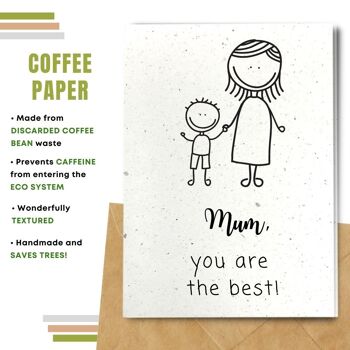 Fait à la main respectueux de l'environnement | Graines plantables ou papier de matière organique Cartes de fête des mères Meilleure carte unique de maman 4