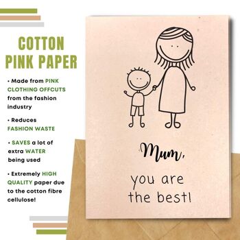 Fait à la main respectueux de l'environnement | Graines plantables ou papier de matière organique Cartes de fête des mères Meilleure carte unique de maman 7