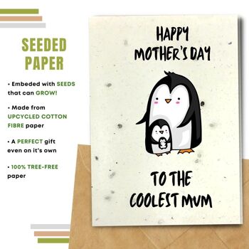 Fait à la main respectueux de l'environnement | Lot de 5 cartes de fête des mères en papier à planter ou en matériau organique 2
