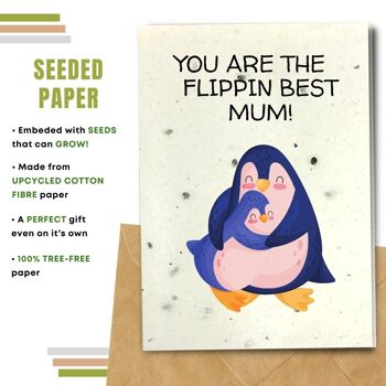 Fait à la main respectueux de l'environnement | Graines à planter ou papier de matière organique Cartes de fête des mères Flippin Best Mum Lot de 5 2