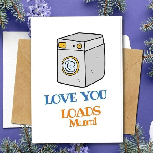 Handmade Eco Friendly | Plantable Seed or Organic Material Paper Mother's Day Cards Loads of Wishes Mum Single Card