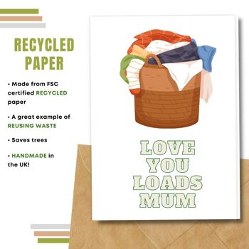 Fait à la main respectueux de l'environnement | Lot de 5 cartes de fête des mères en papier à planter ou en matériau organique Love you Loads 5