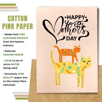 Fait à la main respectueux de l'environnement | Lot de 5 cartes de fête des mères en papier à planter ou en matériau organique Mummy Cat 4