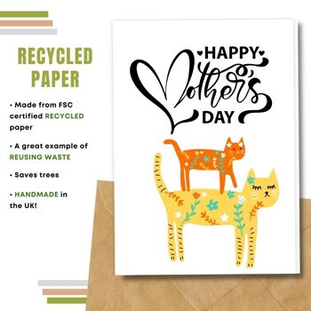 Fait à la main respectueux de l'environnement | Lot de 5 cartes de fête des mères en papier à planter ou en matériau organique Mummy Cat 5