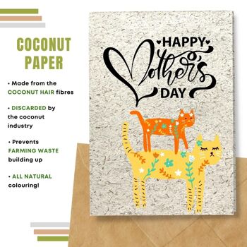 Fait à la main respectueux de l'environnement | Lot de 5 cartes de fête des mères en papier à planter ou en matériau organique Mummy Cat 8