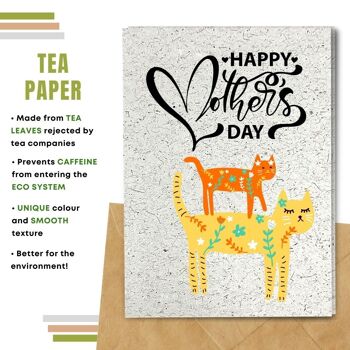 Fait à la main respectueux de l'environnement | Lot de 5 cartes de fête des mères en papier à planter ou en matériau organique Mummy Cat 10
