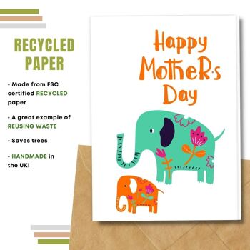 Fait à la main respectueux de l'environnement | Lot de 5 cartes de fête des mères en papier à planter ou en matériau organique Momie éléphant 3