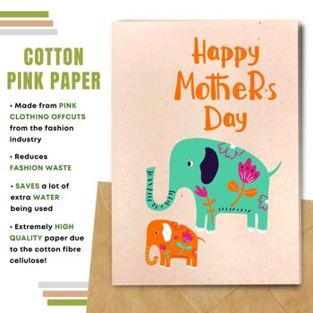 Fait à la main respectueux de l'environnement | Lot de 5 cartes de fête des mères en papier à planter ou en matériau organique Momie éléphant 5