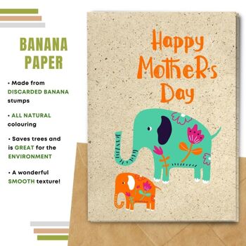 Fait à la main respectueux de l'environnement | Lot de 5 cartes de fête des mères en papier à planter ou en matériau organique Momie éléphant 7