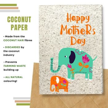 Fait à la main respectueux de l'environnement | Lot de 5 cartes de fête des mères en papier à planter ou en matériau organique Momie éléphant 8