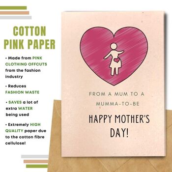 Fait à la main respectueux de l'environnement | Graines plantables ou papier de matière organique Cartes de fête des mères Carte simple de coeur de maman 4