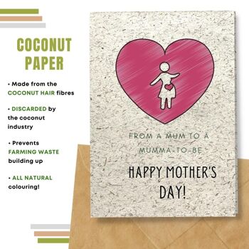 Fait à la main respectueux de l'environnement | Graines plantables ou papier de matière organique Cartes de fête des mères Carte simple de coeur de maman 8