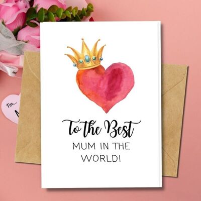 Handmade Eco Friendly | Plantable Seed or Organic Material Paper Mother's Day Cards Mum is my Queen Pack of 5