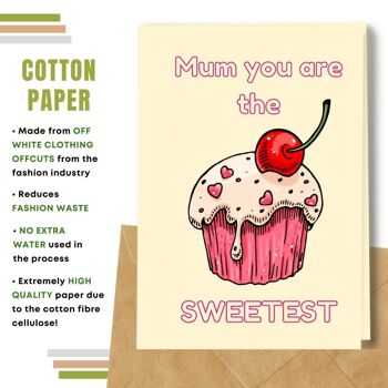 Fait à la main respectueux de l'environnement | Lot de 5 cartes de fête des mères en papier à planter ou en matériau organique Mum's The Sweetest 11