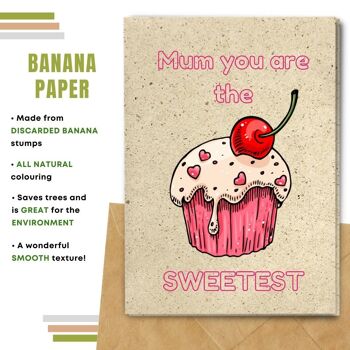 Fait à la main respectueux de l'environnement | Lot de 5 cartes de fête des mères en papier à planter ou en matériau organique Mum's The Sweetest 21