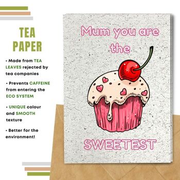 Fait à la main respectueux de l'environnement | Lot de 5 cartes de fête des mères en papier à planter ou en matériau organique Mum's The Sweetest 26