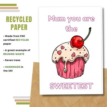 Fait à la main respectueux de l'environnement | Lot de 5 cartes de fête des mères en papier à planter ou en matériau organique Mum's The Sweetest 29