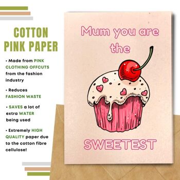 Fait à la main respectueux de l'environnement | Lot de 5 cartes de fête des mères en papier à planter ou en matériau organique Mum's The Sweetest 7
